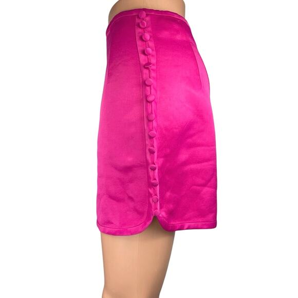 Zara Women's Pink Silky Satin Side Buttons Mini Straight Pencil Skirt Size S - Picture 2 of 5